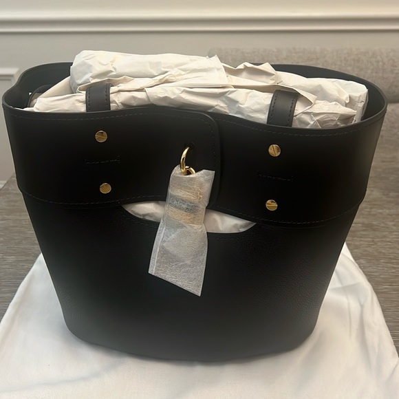 CHLOE Smooth Grained Calfskin Medium Aby Tote Black - Picture 3 of 12